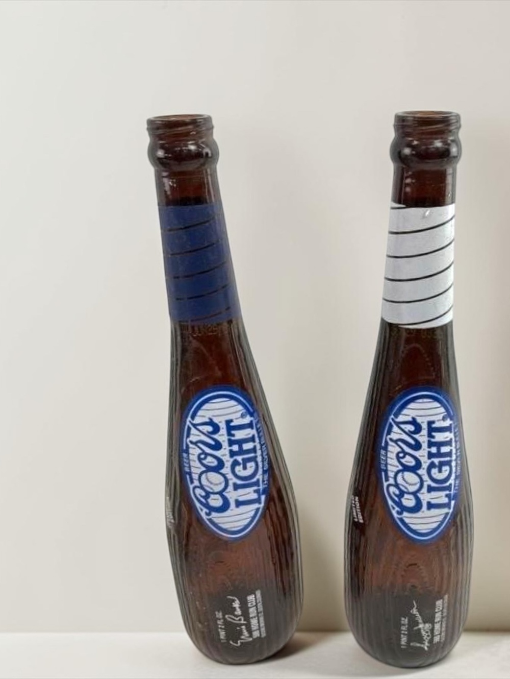 Vintage Coors Light Mini Baseball Bat Bottles Pair 1 Pint Luis Banks Collectible